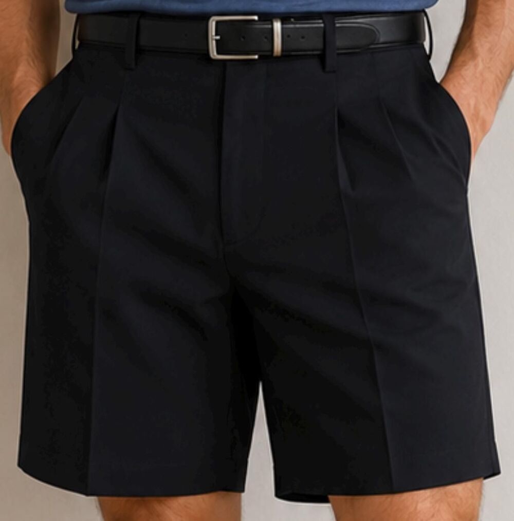Grant Thomas Men’s Black Dress Shorts Size 34 NWT Classic Pleated Golf Shorts